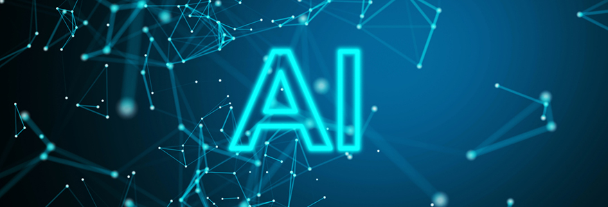 Banner with star constellations and the letters AI