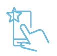 icon of a hand pointing a finger on a mobile phone with a star in the top left corner