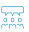 icon of three people and a speech bubble above them indicating that they are all talking