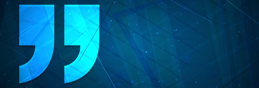 Blue banner with quotation mark